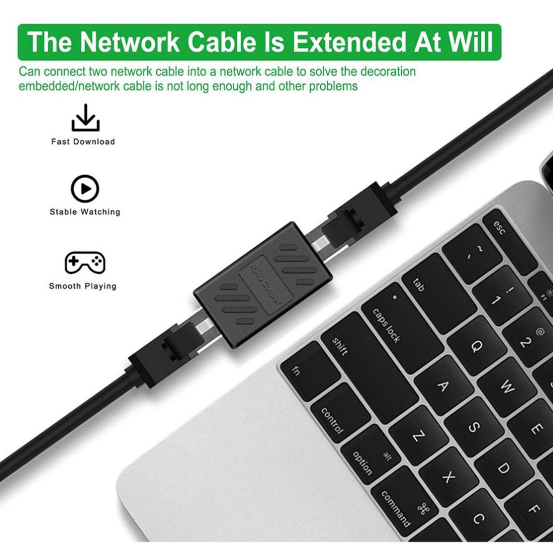 Rj45 Ethernet Cable Adapter Connector Coupler Lan Cable Extender Female ...