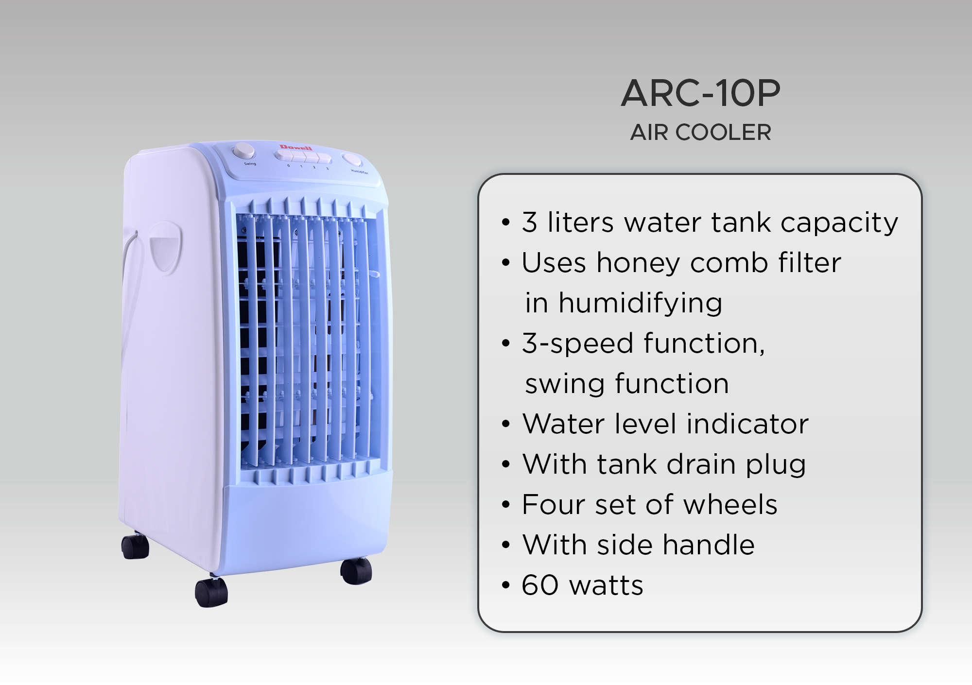 Dowell 3L Air Cooler Evaporative Cooling Fan Humidifier | ARC-10P ...