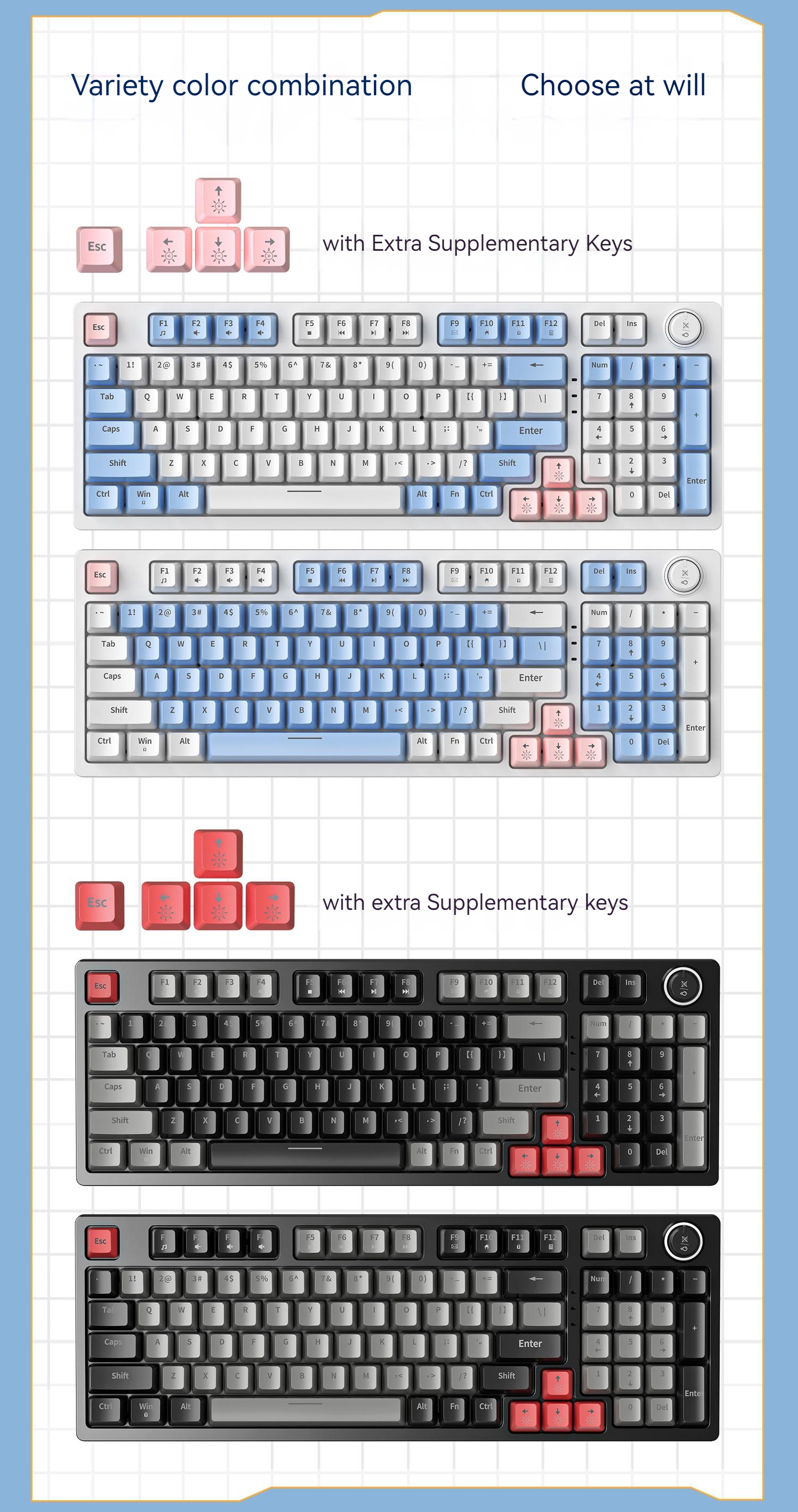 Zifriend ZA98 Hot Swappable Mechanical Gaming Keyboard Wired 98 Keys ...