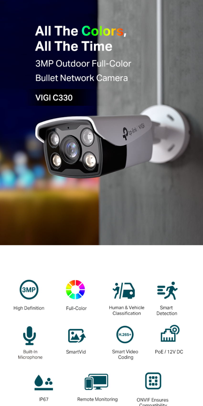TP-Link | VIGI C330 | Outdoor CCTV | Full-Color | Bullet | Network ...
