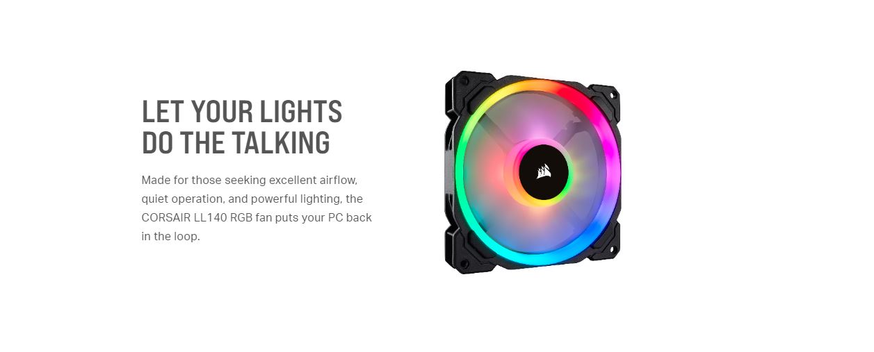 CORSAIR LL140 RGB 140mm Dual Light Loop RGB LED PWM Fan — 2 Fan Pack ...