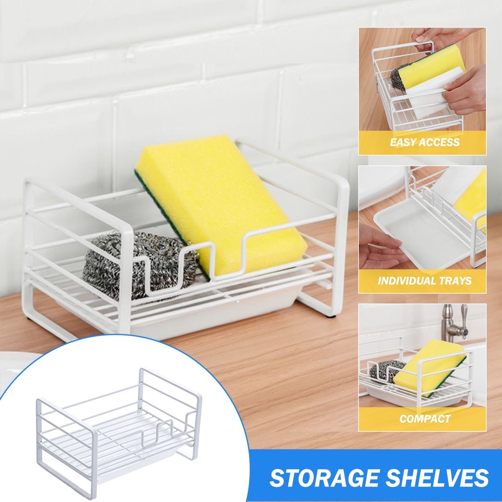 Kitchen Sponge Rack Steel Ball Soap Drain Dish Cloth Sink Wrought Iron ...