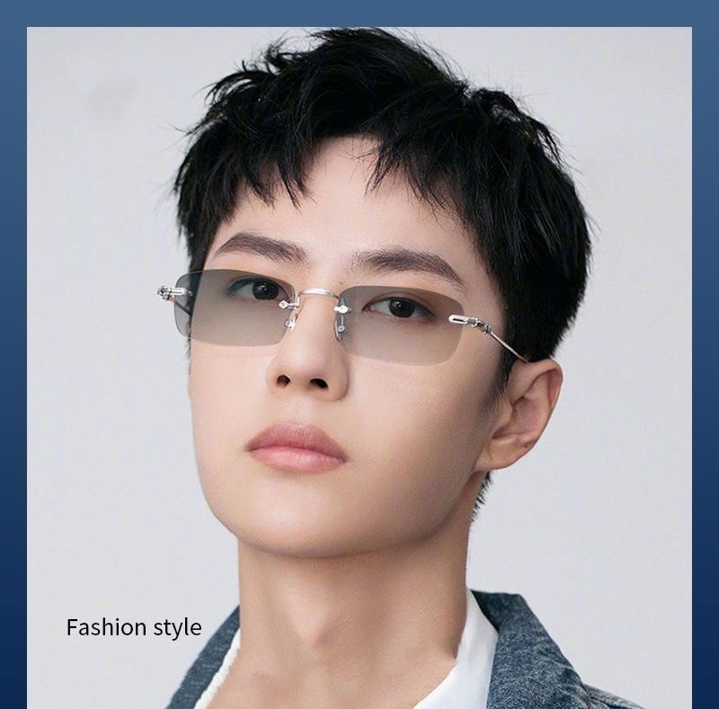Photochromic Anti Radiation Rimless Eyeglasses For Women Men Transition ...