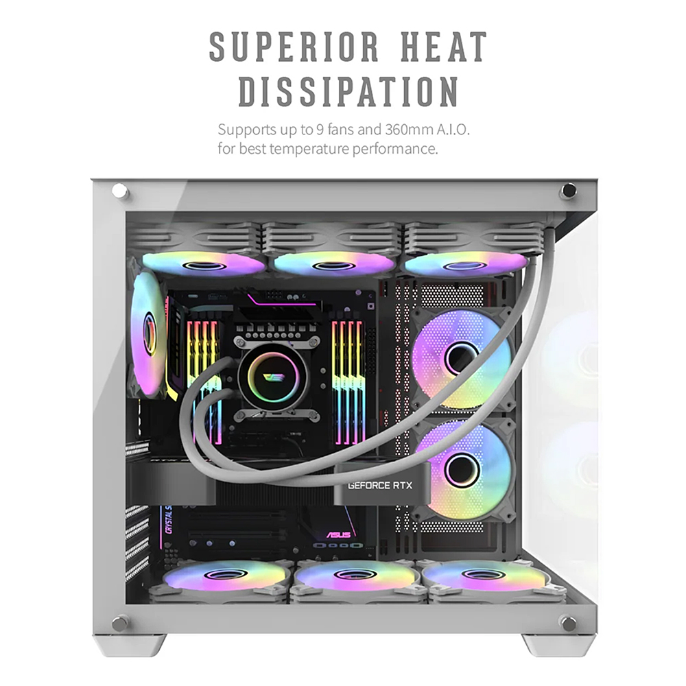 EasyPC| DarkFlash C285P pc case gaming| ATX |Tempered Glass| Black and ...