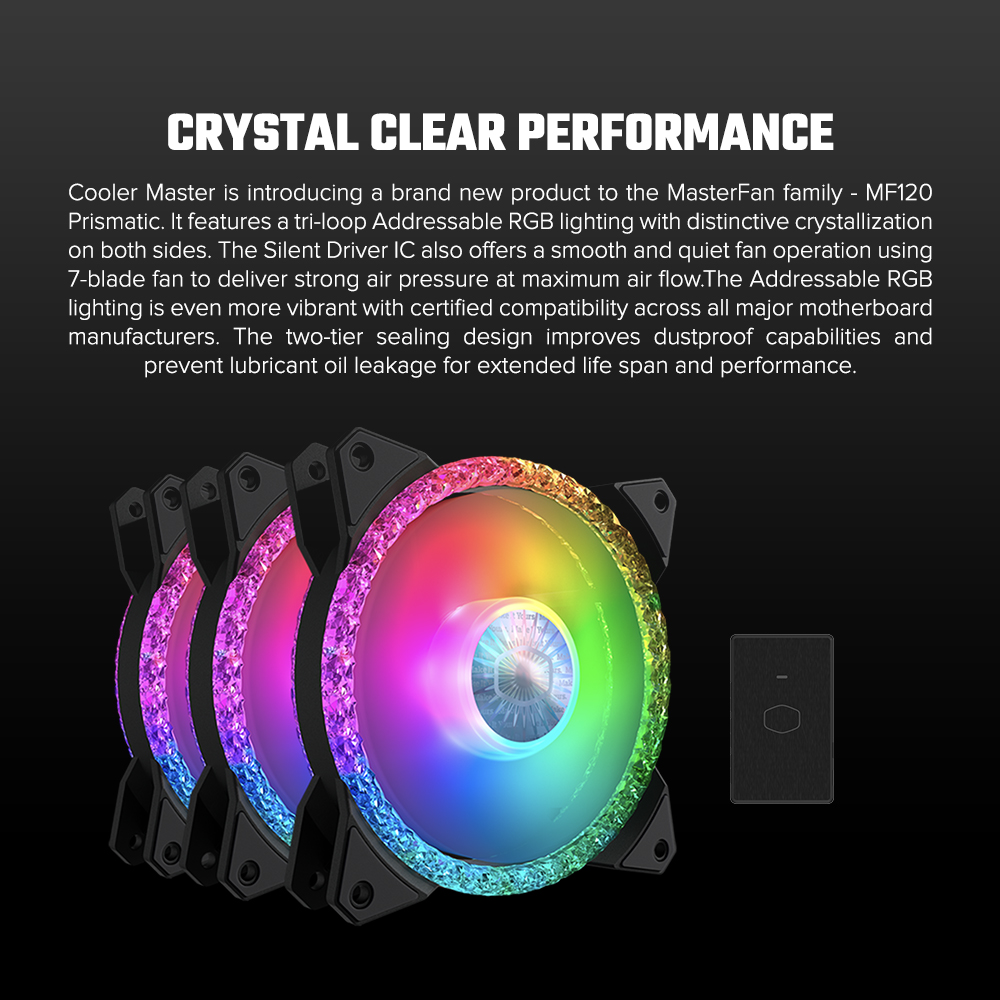 Ventoinha Cooler Master MasterFan MF120 Prismatic 120mm RGB (pack de 3