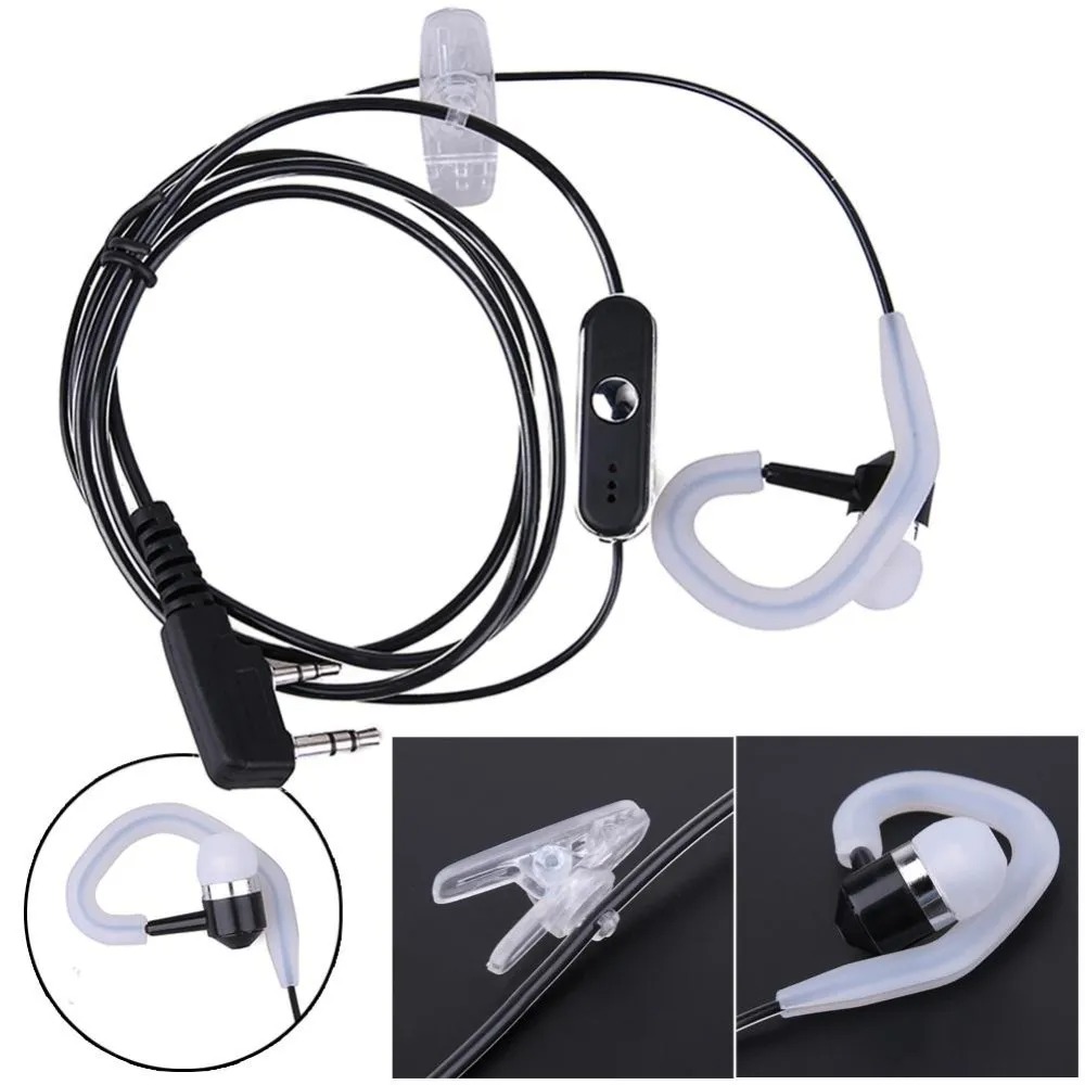 BaoFeng 2 Pin Push-To-Talk Microphone Earpiece Headset w/ 3.5mm Ear ...