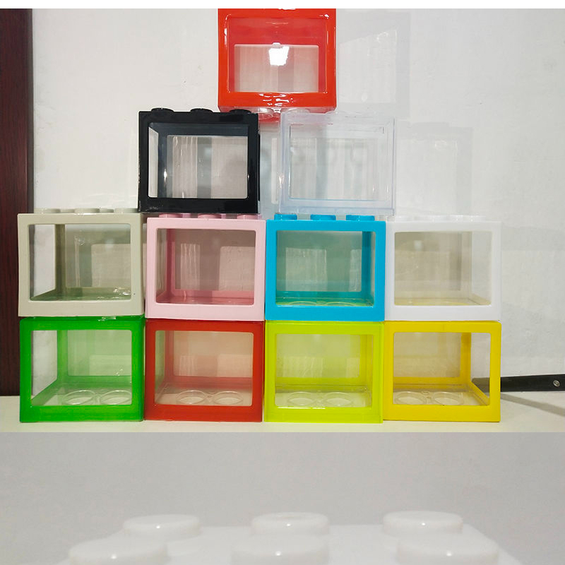 Mini Aquarium Fish Tank Block Tank Desktop Betta Guppy Building Block ...