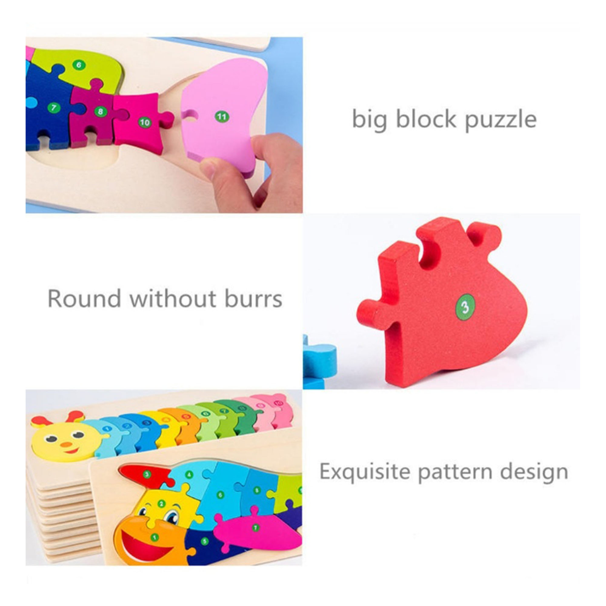 3D Cute Animal Cartoon Matching Puzzle Wood Block for Kids | Shopee ...