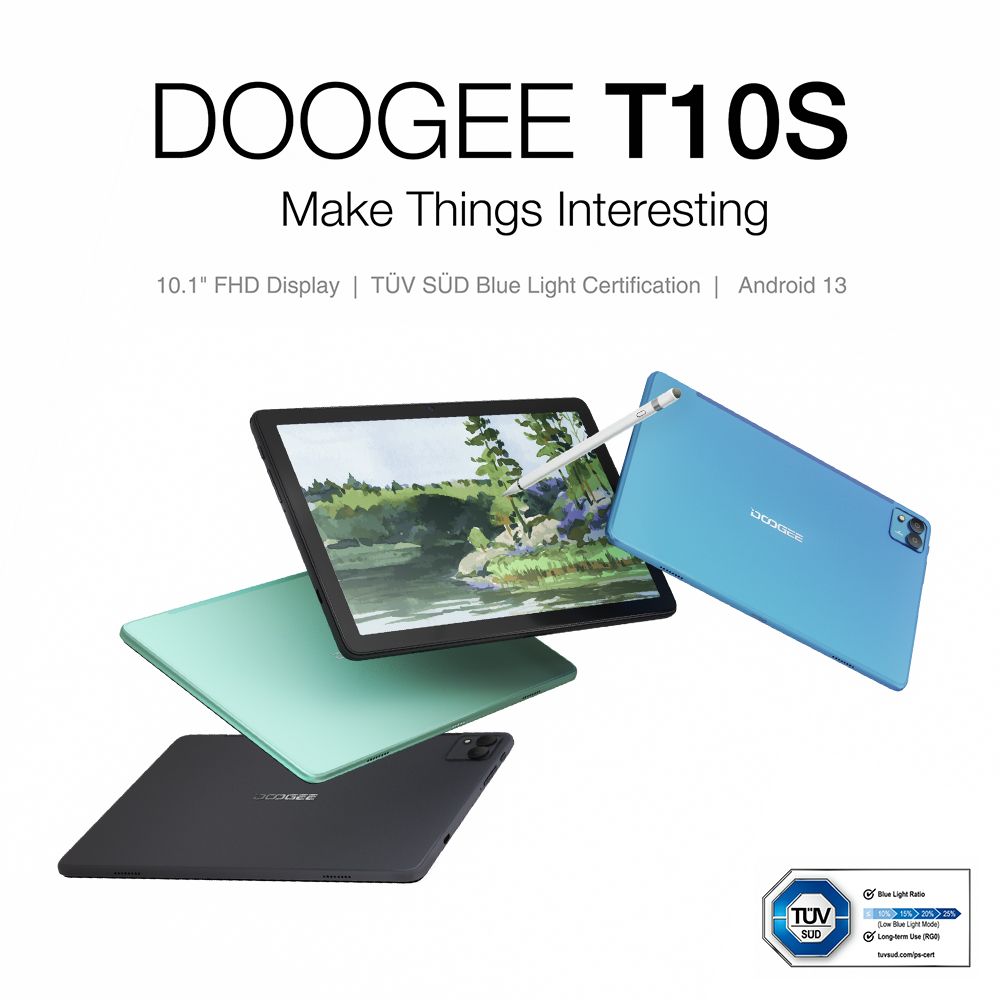 DOOGEE T10S Android 13 Tablet 10.1 inch IPS Screen 11GB+128GB TUV Low  Bluelight