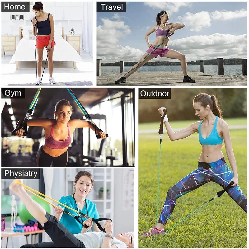 11-piece Tension Band 100 Pounds Resistance Rope Body Workout Yoga ...