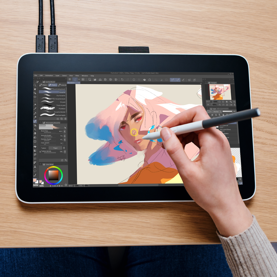 Wacom One 12 (DTC-121W0C) Pen Display Full HD (1920x1080) Tablet ...