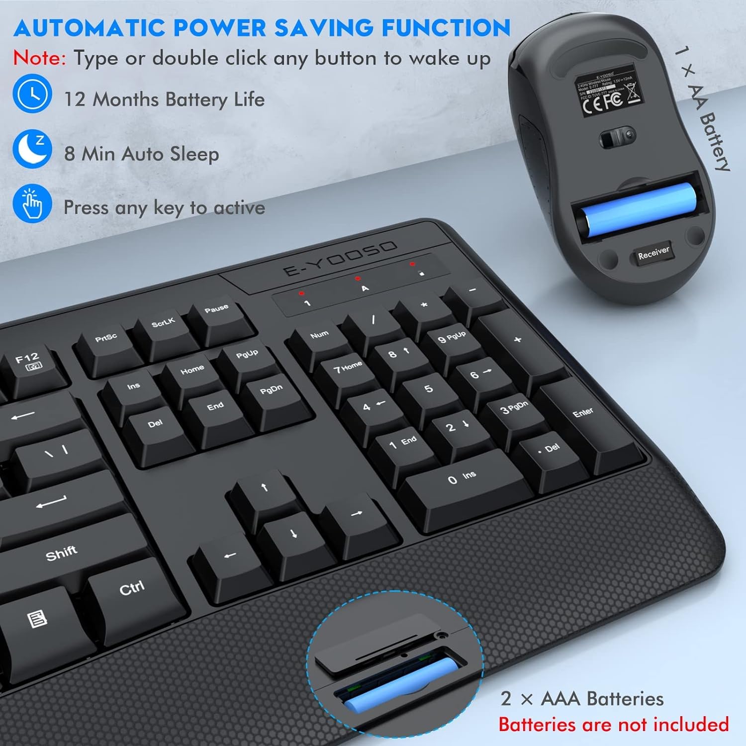 E-Yooso E-787 Wireless Keyboard & Mouse Combo (Black) | Shopee Philippines