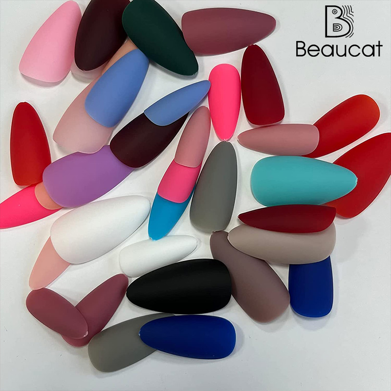 576/288pcs set of color fake nail extension with color transparent gel ...