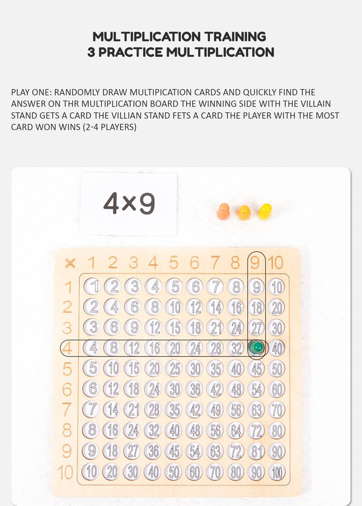Wooden Math Game, Wooden Math Multiplication and Addition Board for ...