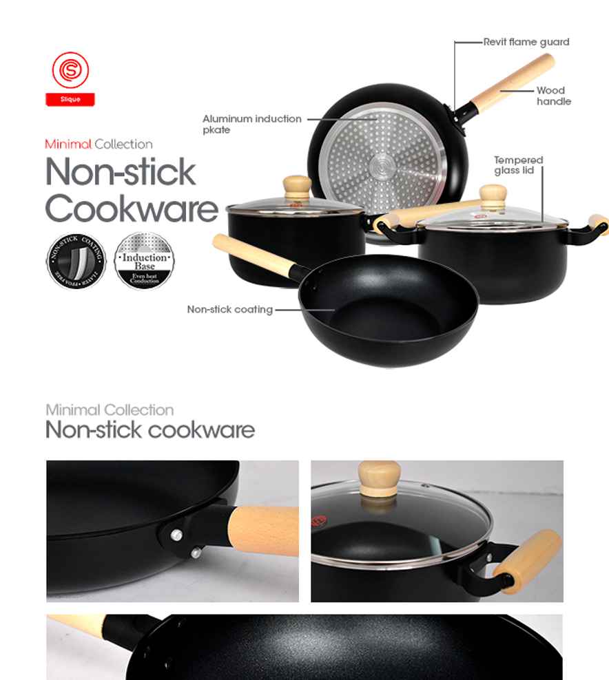 SLIQUE Sauce Pan Stainless Steel Non-Stick - Black Induction Base ...