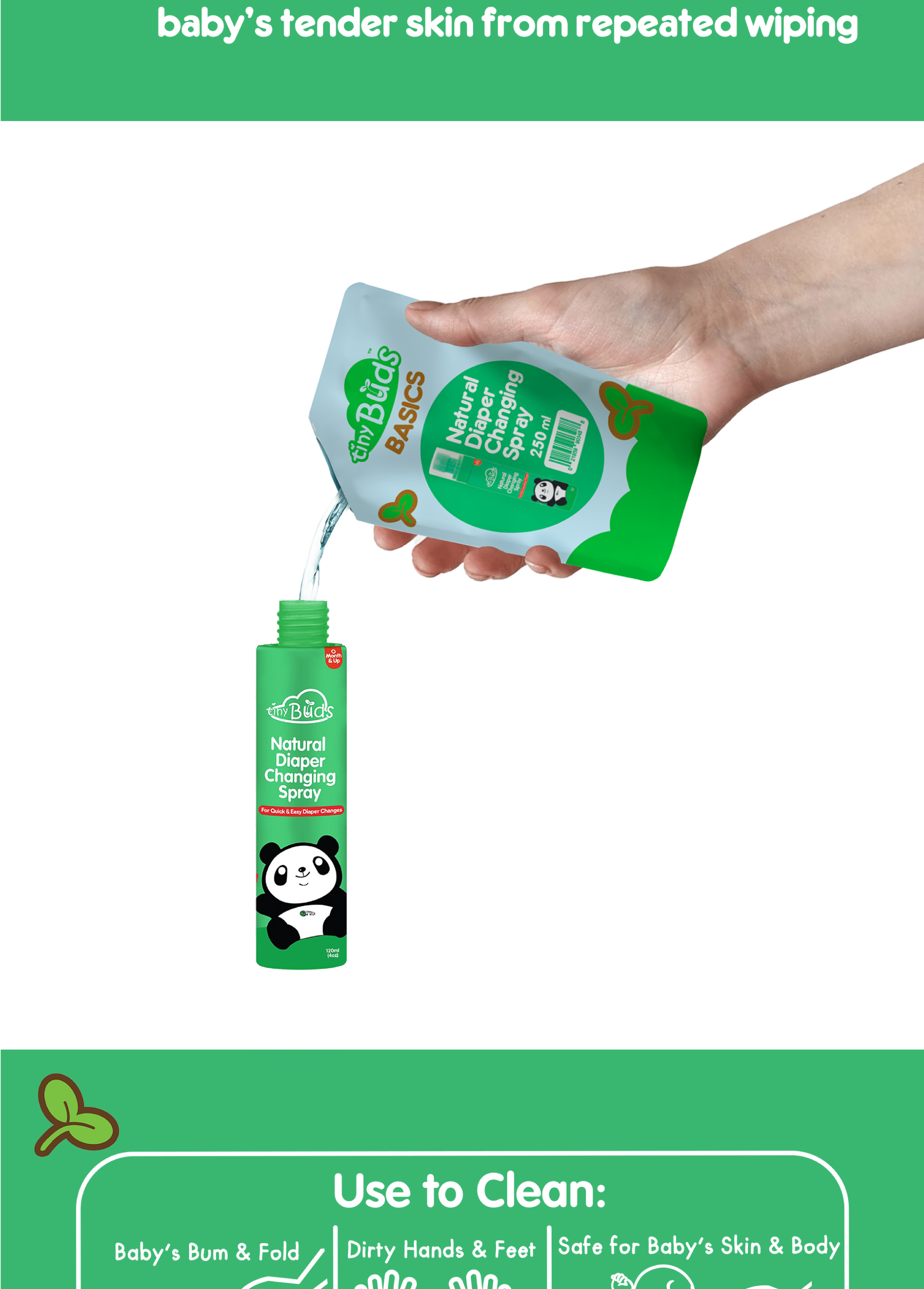 Tiny Buds Baby Diaper Changing Spray Refill 250ml | Shopee