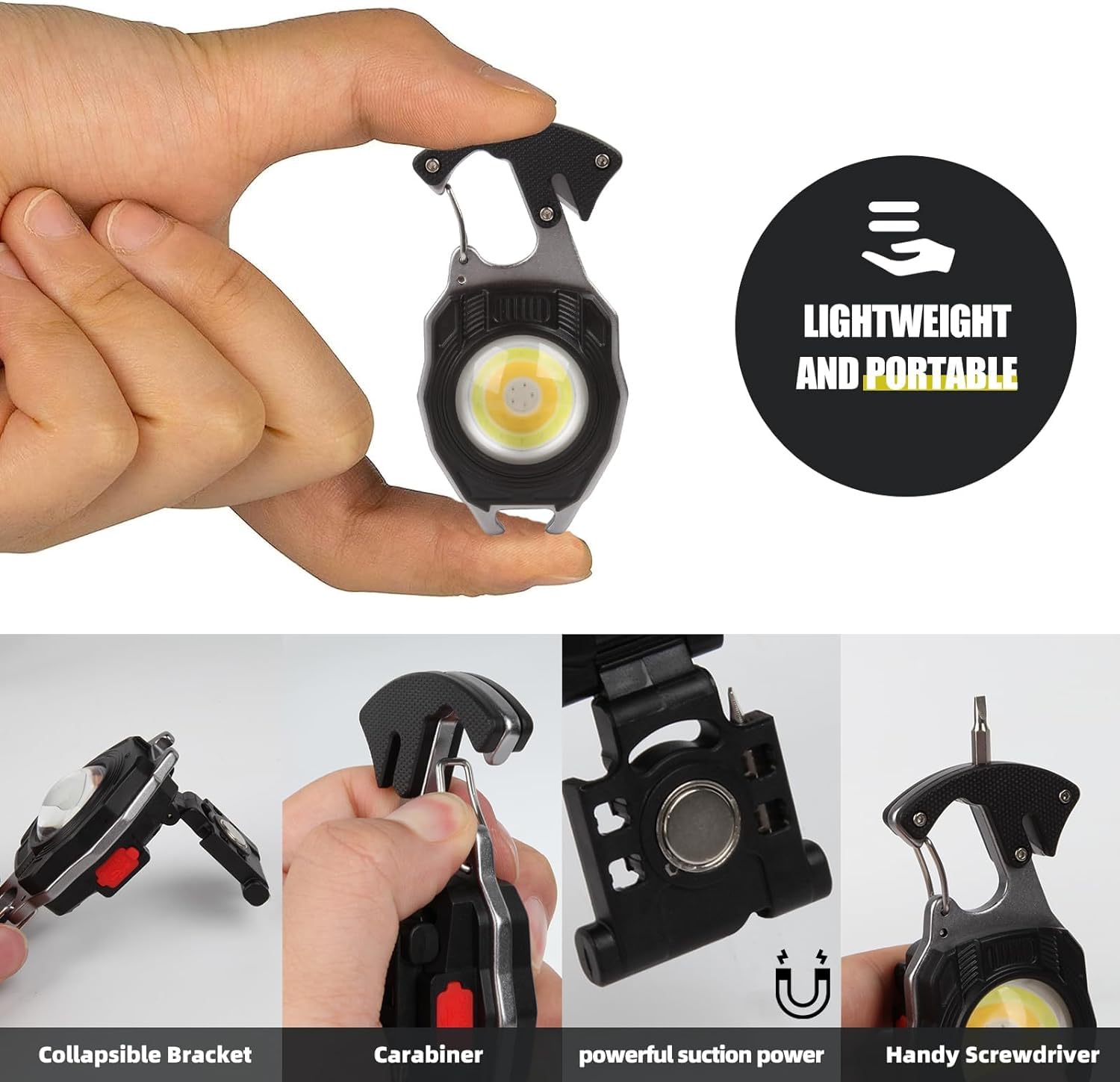 COB Keychain Flashlights, LED Rechargeable Flashlights with Lighter 3 ...