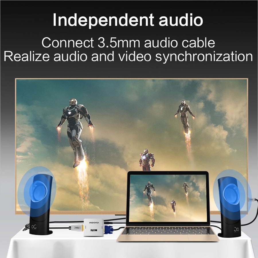 Vga Hdmi Convertitore Adattatore Da VGA Audio Input A HDMI Femmina Output Monitor Tv Hd Lettore Dvd Per TV - Foto 8