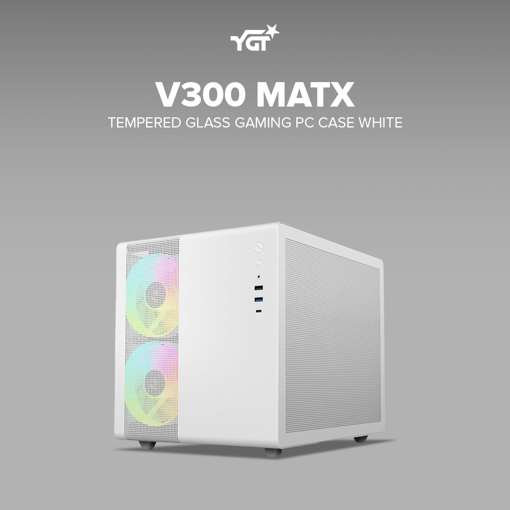 EasyPC| YGT V300 MAtx Tempered Glass PC Case gaming| Black and White ...