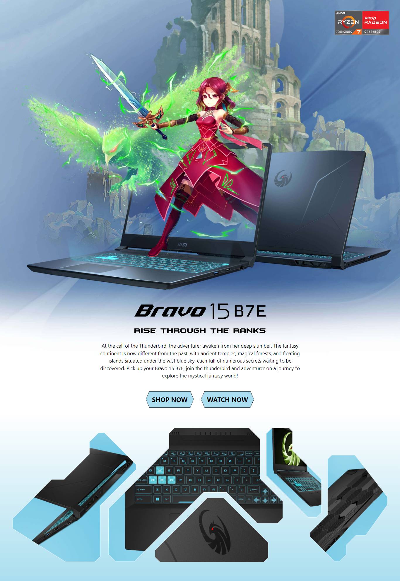 MSI Bravo 15 B7ED-009PH 15.6 FHD Ryzen 5 7535HS 8GB DDR5 512GB SSD RX6550M  Windows 11 Gaming Laptop