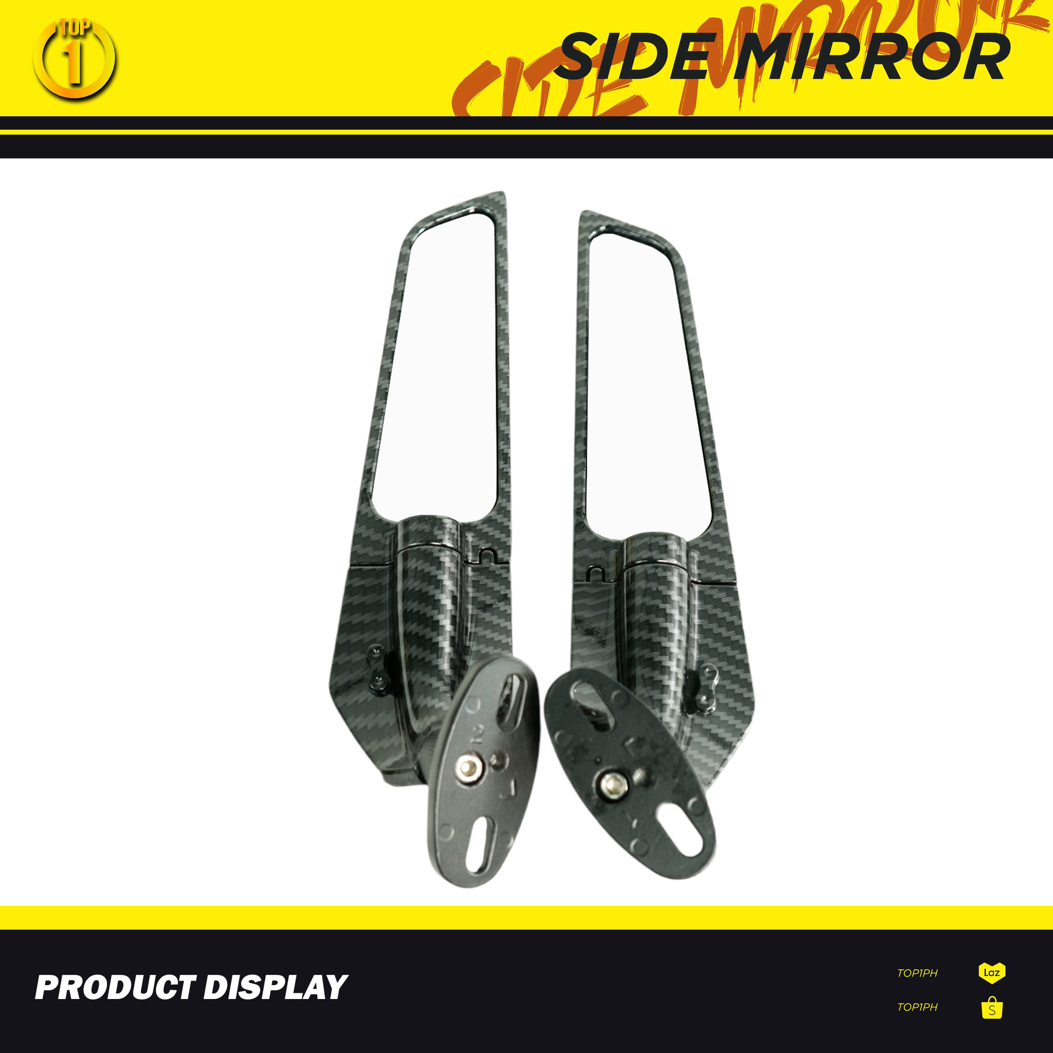 TOP1 PH Latest Upgraded Plus Version Stealth 1 Pair Side Mirror Sports ...