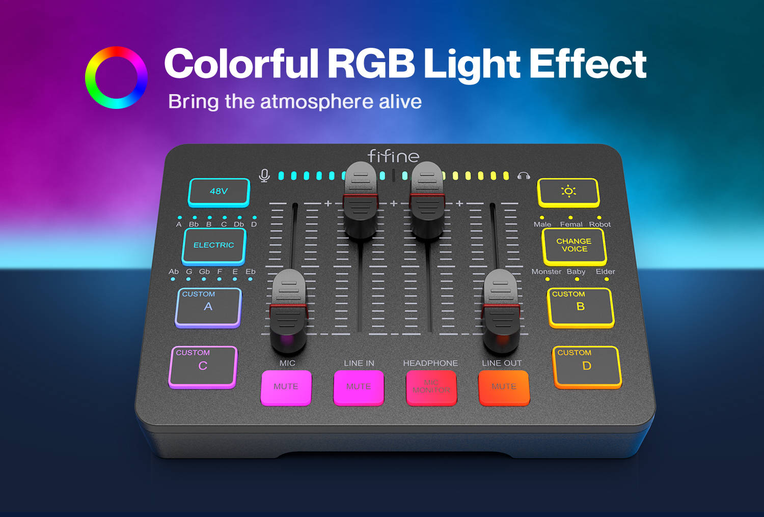 FIFINE AmpliGame SC3W White Gaming Audio Mixer, Streaming RGB PC Mixer ...