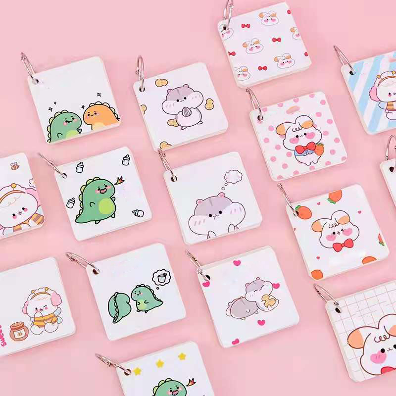80 Sheets Cartoon Flash Cards Binder Ring Easy Flip Flash Card Study ...