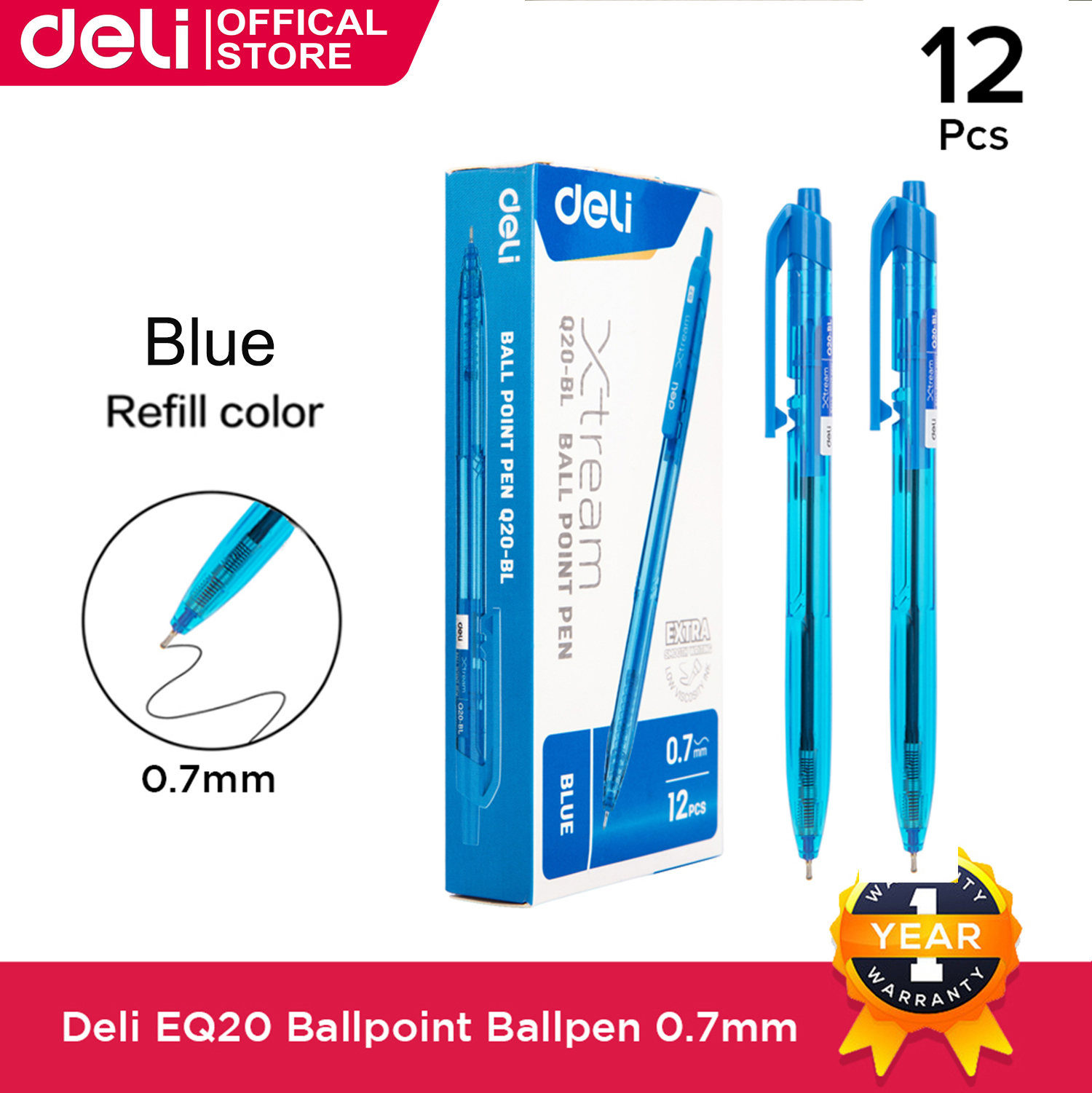Deli 12Pcs Ballpen 0.7mm Ballpoint Ballpen Set For School Gel Pen ...