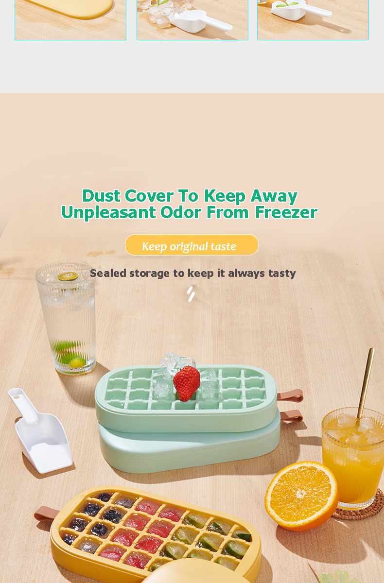Ecoco Ice Molder Plastic with Bucket and Scoop Ice Cube Tray for ...
