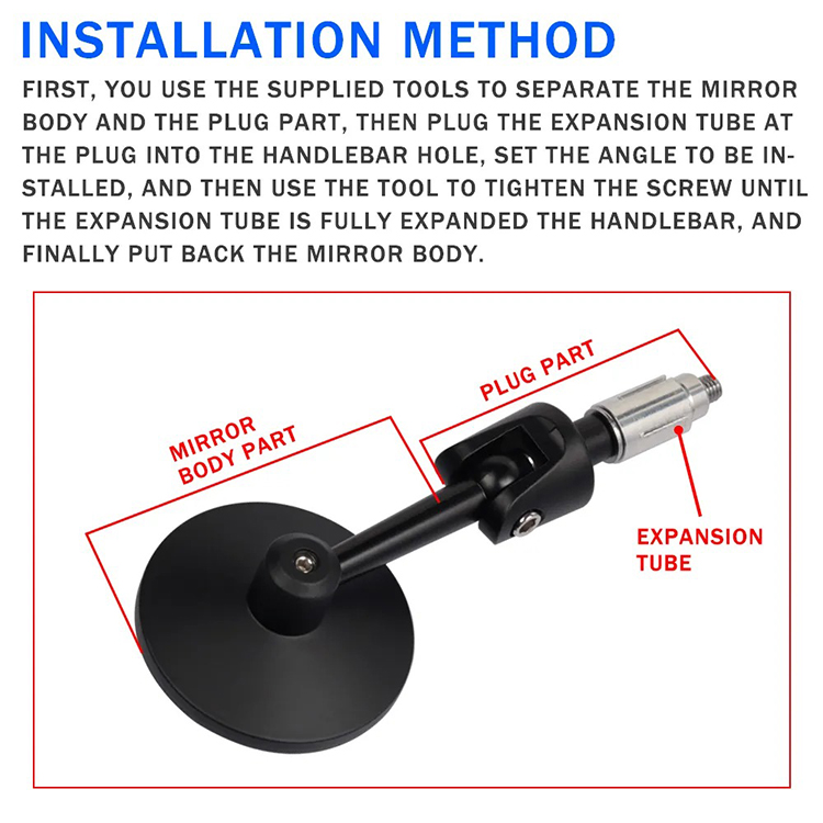 Full Angle Folding Reflector View Mirrors 2PCS Side Mirror Alloy Round ...