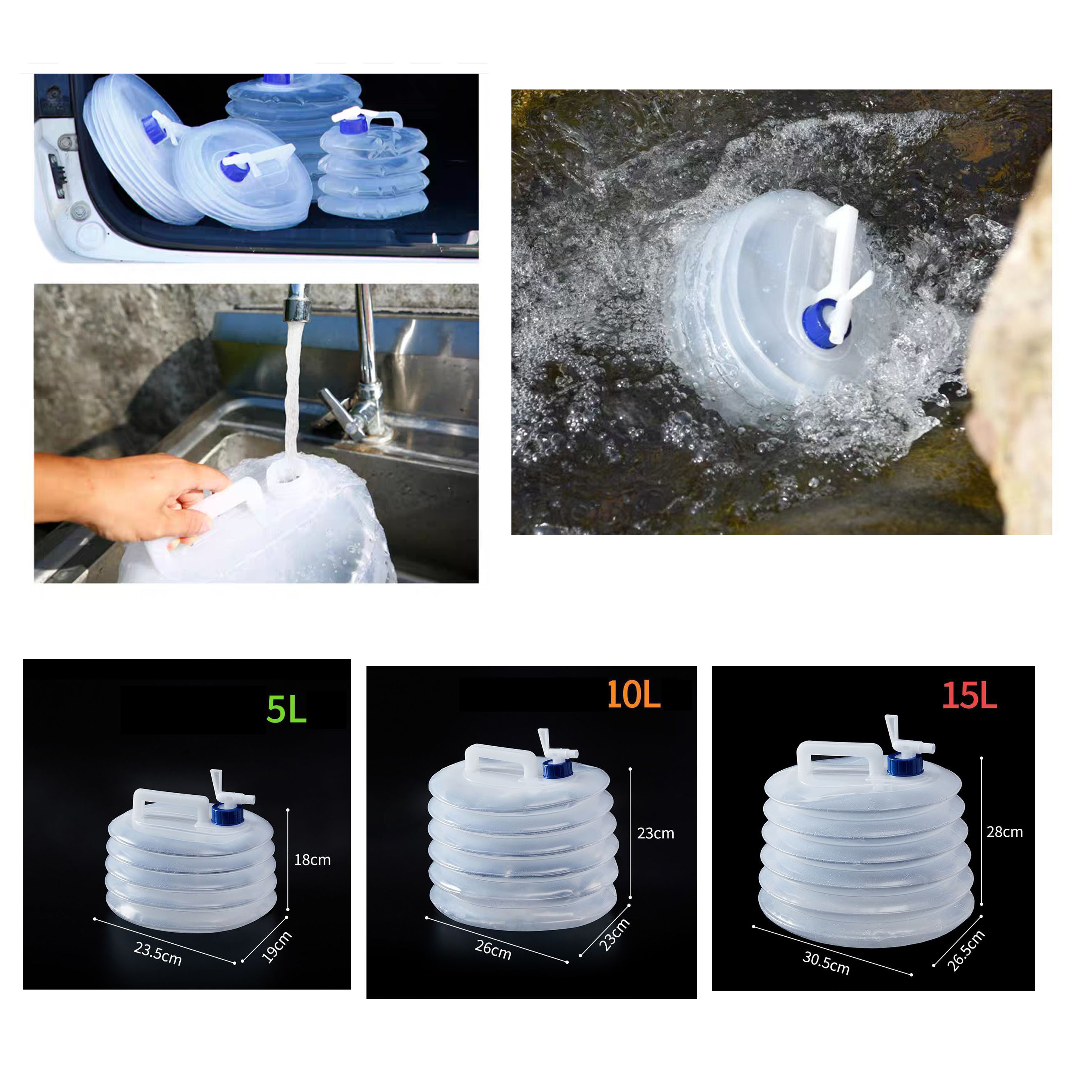 Water bucket 5/10/15L Folding pail Bucket Foldable for Travel water jug ...