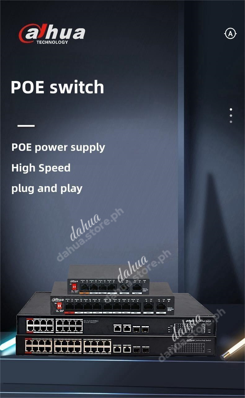 Dahua 4-Port/6-Port/10-Port PoE switch(Unmanaged)(Hi-PoE) 10/100Mbps ...