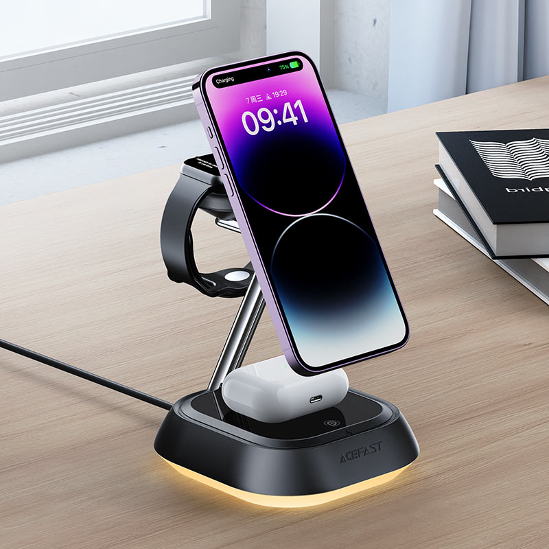 Acefast Aircharge E16 3-in-1 Wireless Charger Black Shopee