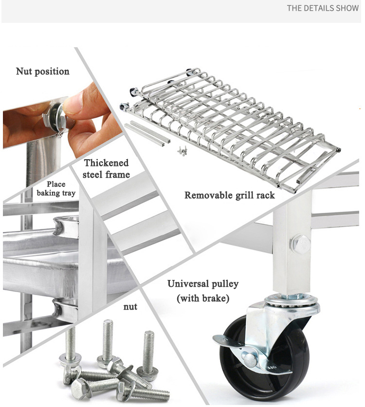 Kingkong Stainless Steel Baking Tray Rack Car 6/12/15 Layers Baking ...