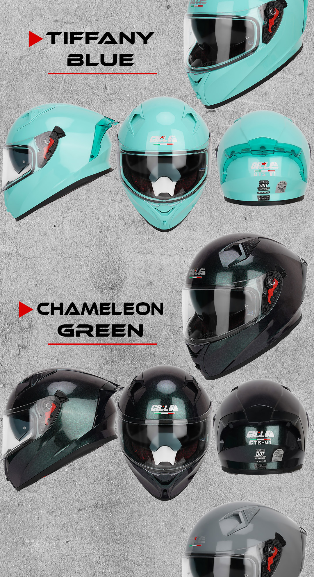 Gille Helmet 135 GTS V1 CHAMELEON Andromeda Motorcycle Helmet Full Face ...