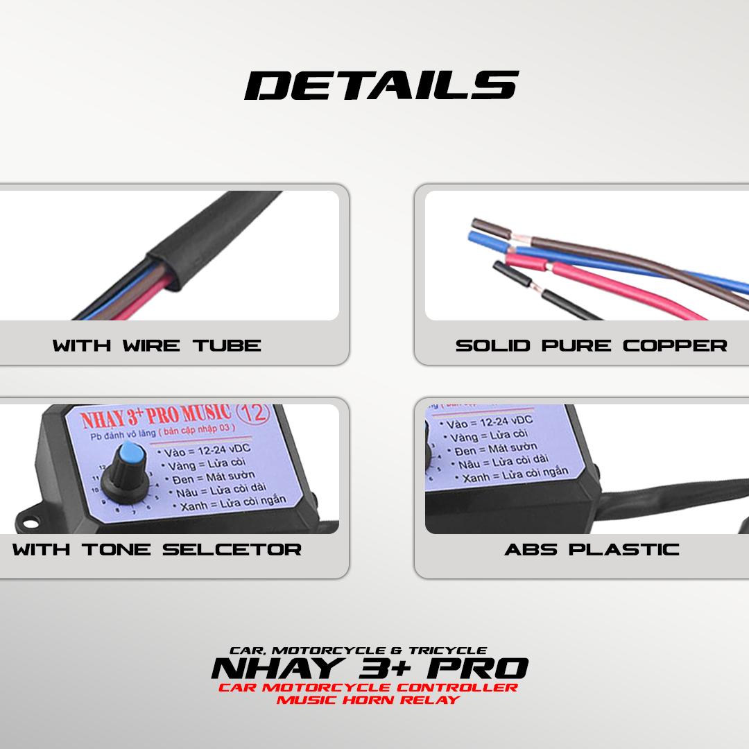 NHAY 3+ PRO MUSIC HORN RELAY WITH 12 SONGS / 12TONES ADJUSTABLE TONE ...
