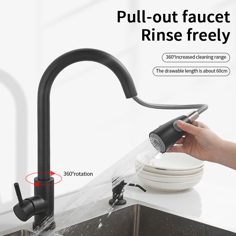 TQTQ SUS304 Flexible Kitchen Faucet Rotate Freely 360° Stainless Steel ...