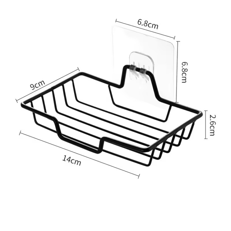 SCKJ Wall Mounted Soap Holder - Rustproof Stainless Steel With 2 Shower Hooks (Black)