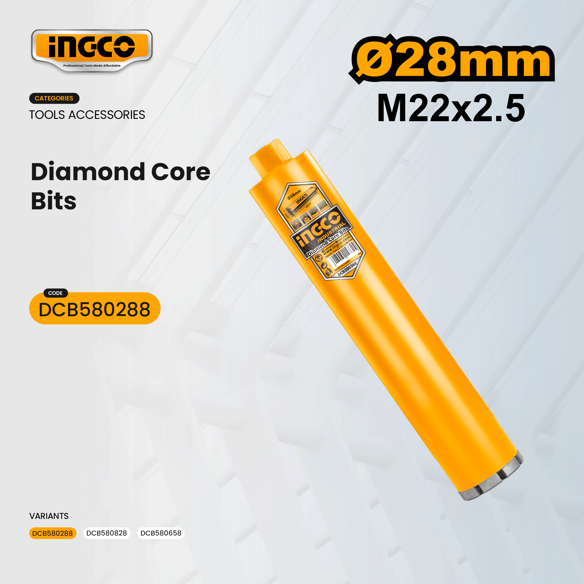 Ingco 28mm-82mm Diamond Core Bit For Cutting Tiles, Ceramics, Marble ...