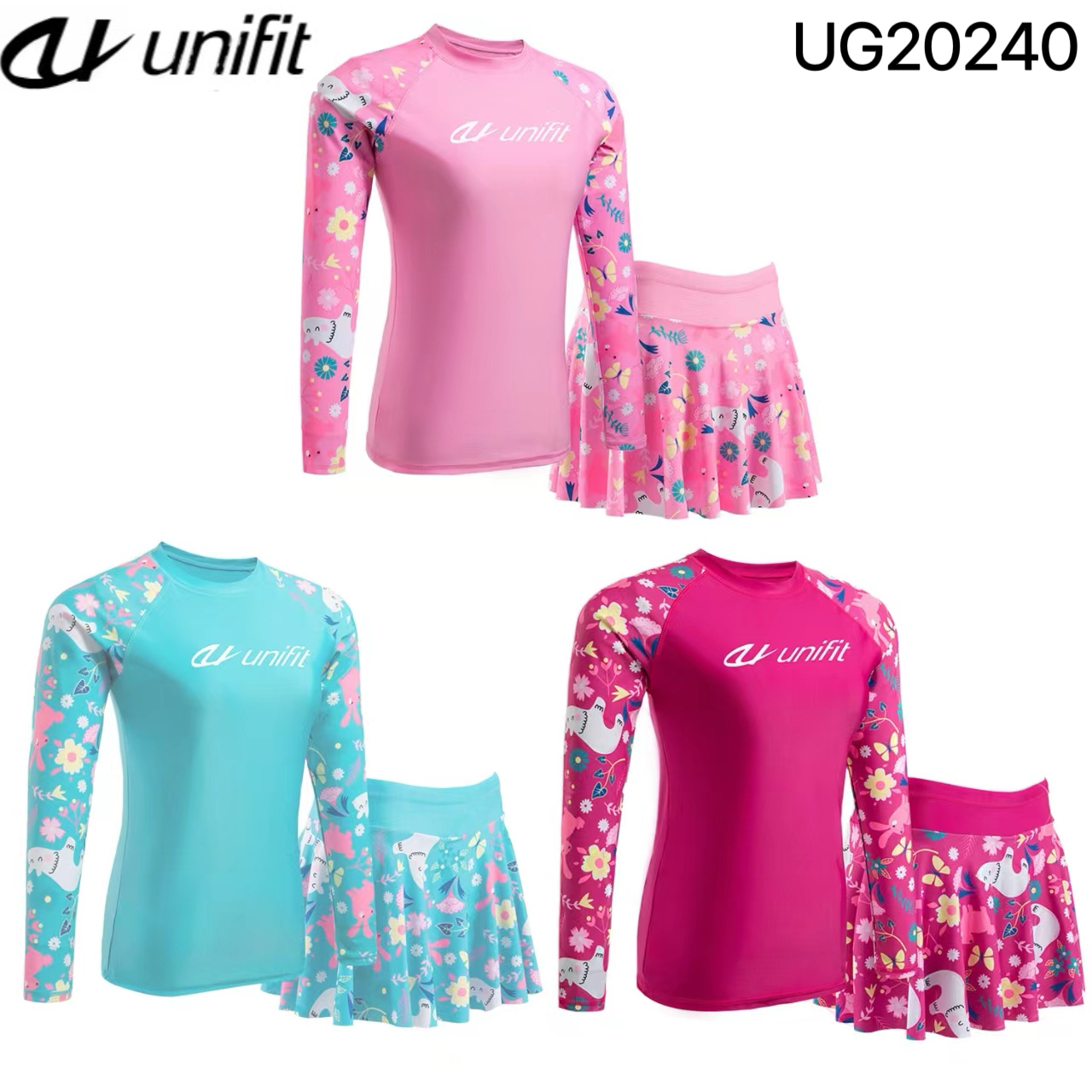 UNIFIT Women's Rash Guard Swimsuit Swimwear Rush Guard Skirts With ...