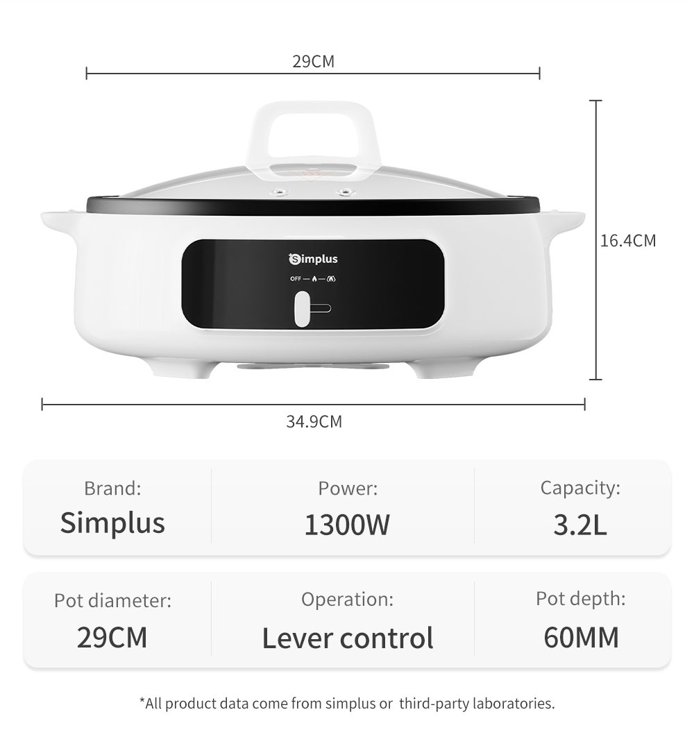 Simplus 3.2L/4.2L Multi-function Electric Hot Pot 1300W Household ...