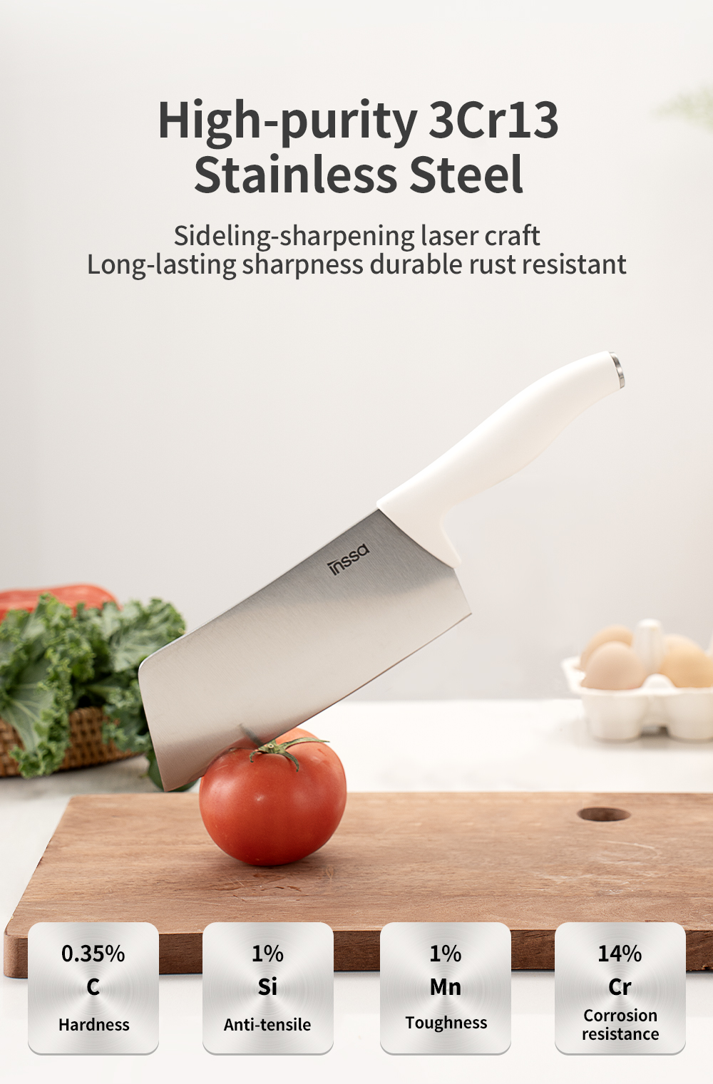Simplus Knife Set 5 Pieces Stainless Steel Blade Knife Block Storage ...