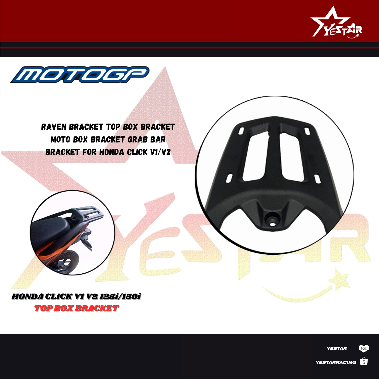 Yestar Racing Raven Bracket Top Box Bracket for Honda Click V1 V2 Moto ...