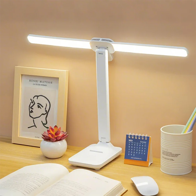 Gold Star Foldable Desk Lamp Dual Head LED Table Lamp Rechargeable