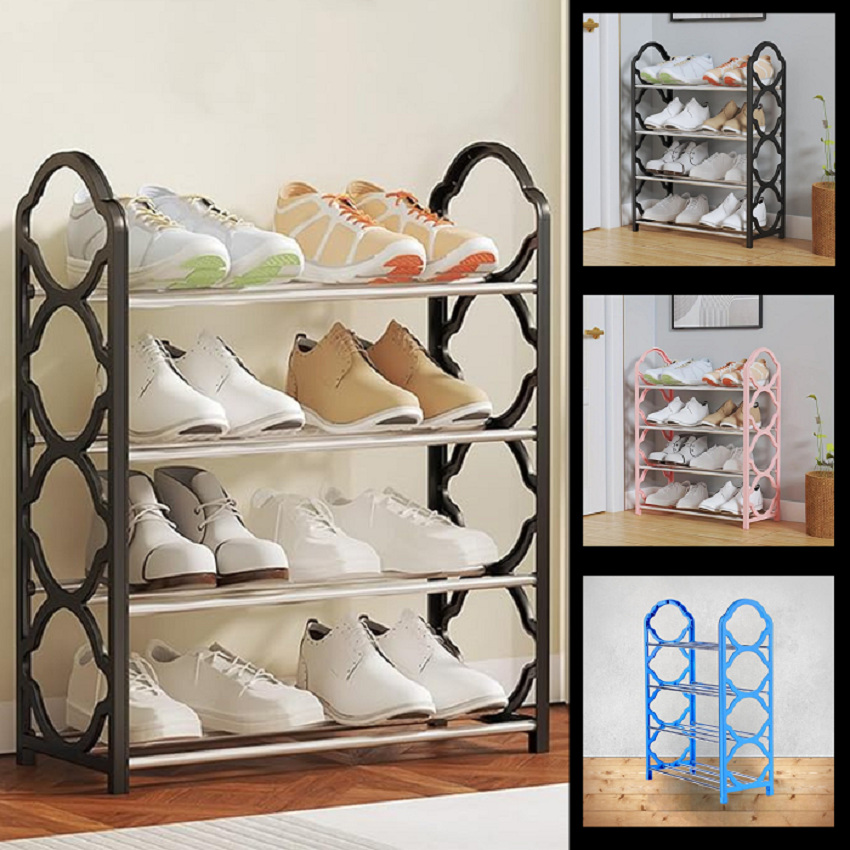 4-5 Layer Simple Colored Non-woven Shoe Rack Tier Organizer Stackable ...