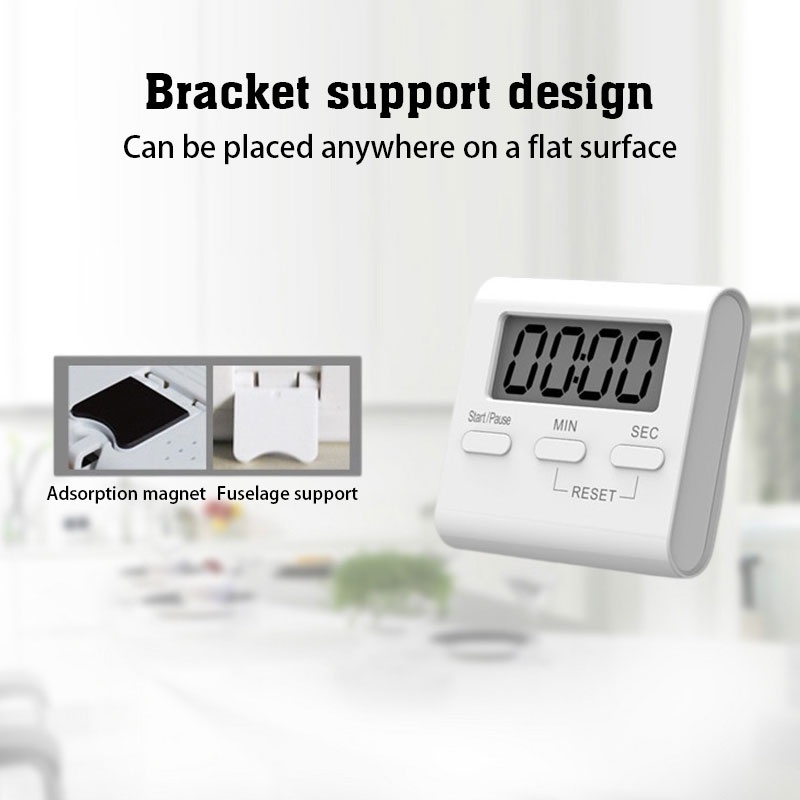 White Digital Kitchen Timer Cooking Digits Loud Alarm Magnetic Backing ...