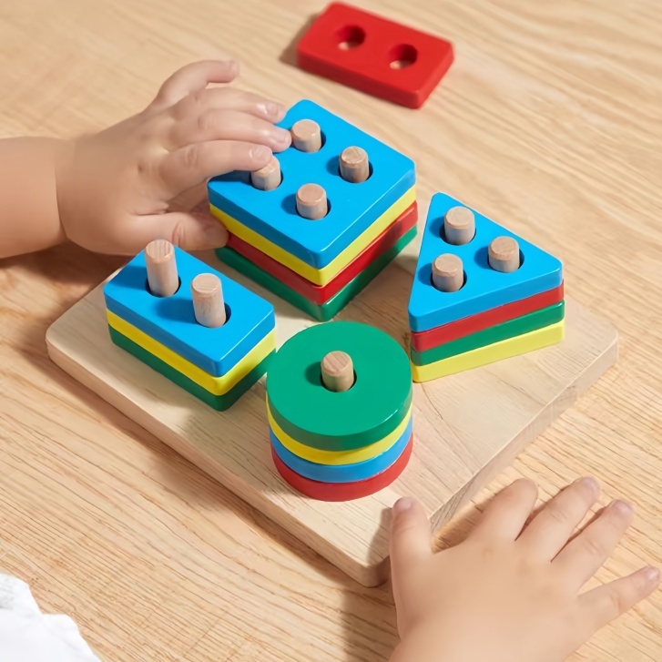 Timi Wooden Educational Toys Shape Puzzle Color Geometric Board Jigsaw ...