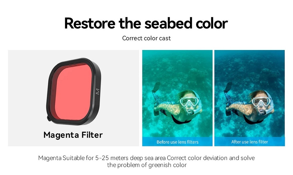 TELESIN 45M Waterproof Case with Diving Lens Kit Filters GoPro Hero 12 ...