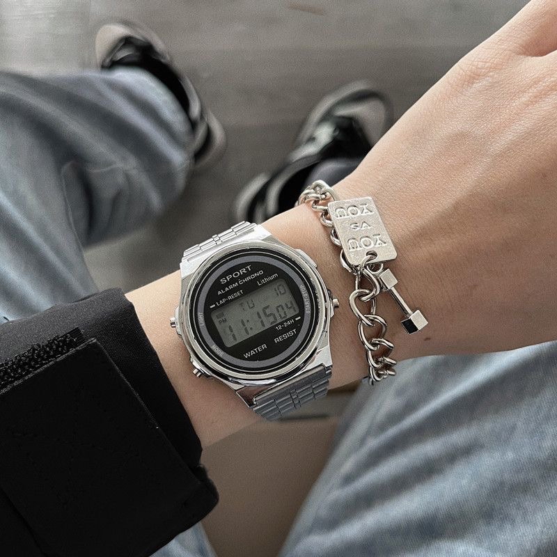 Relo Vintage Digital Watch For Men Women Stainless Steel Strap LED ...
