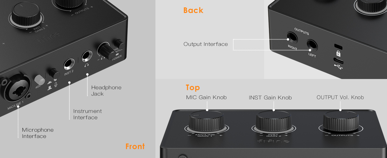 FIFINE Ampli1 SC1 PC Audio Mixer for Recording Music USB Interface for ...